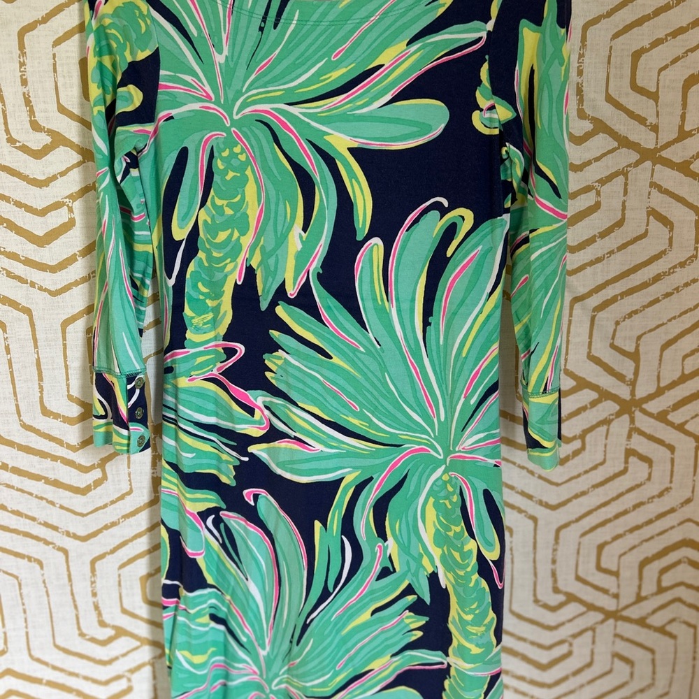 Lilly Pulitzer Green and Black Palm Print Dress